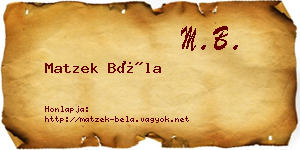 Matzek Béla névjegykártya